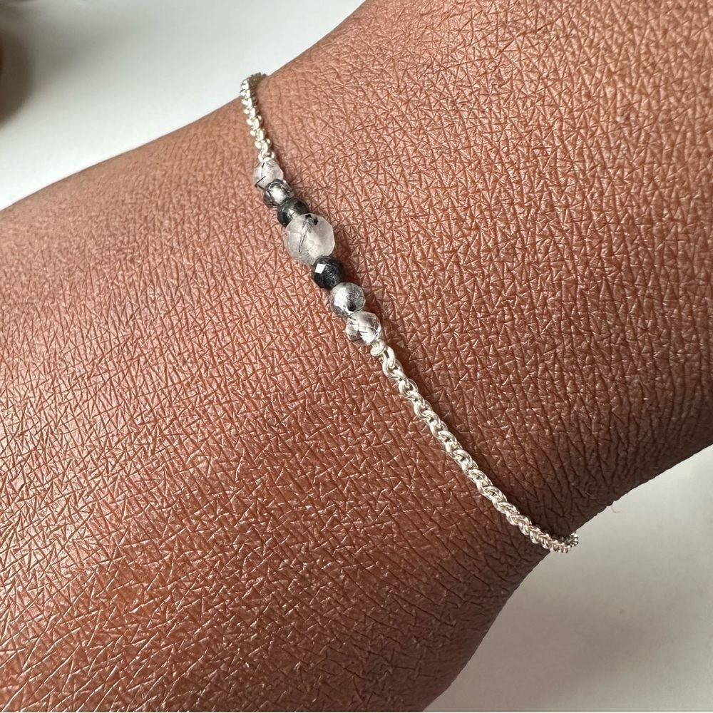 Sterling Silver Dainty Rutilated Quartz Bracelet
